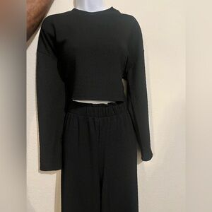 Black Women's Ribbed Lounge Jumpsuit